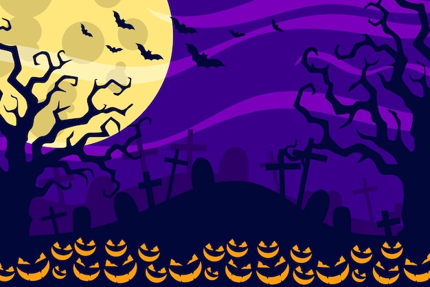 Free Vector spooky dark halloween background with scary elements