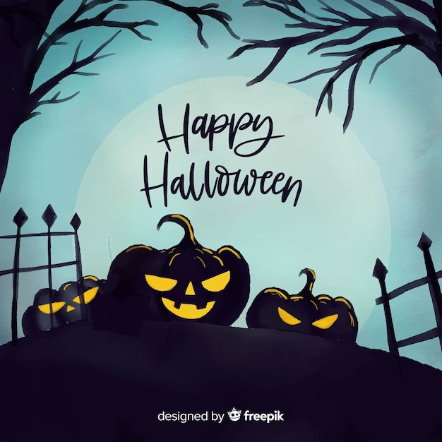 Spooky halloween background with flat design