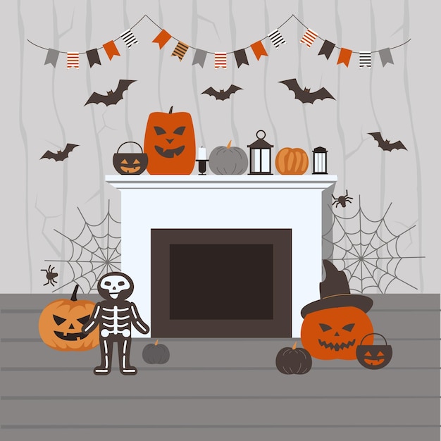 Free Vector spooky halloween home decorations