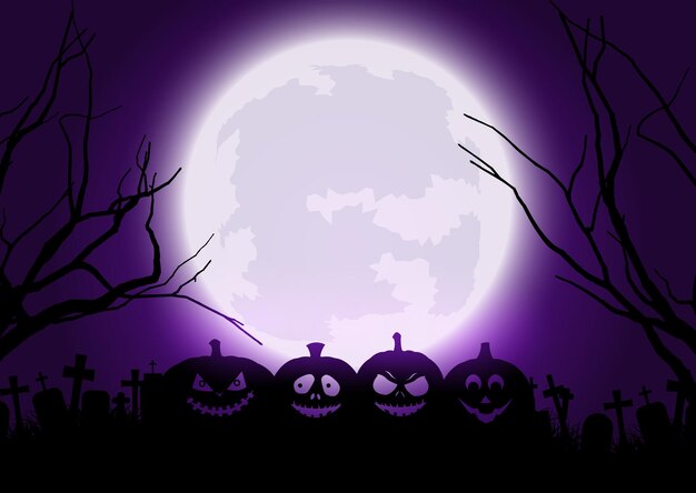 Spooky halloween landscape background