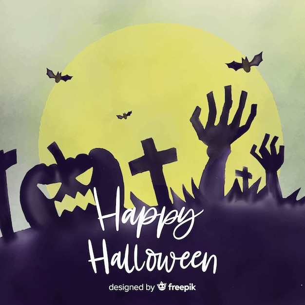 Spooky watercolor halloween background