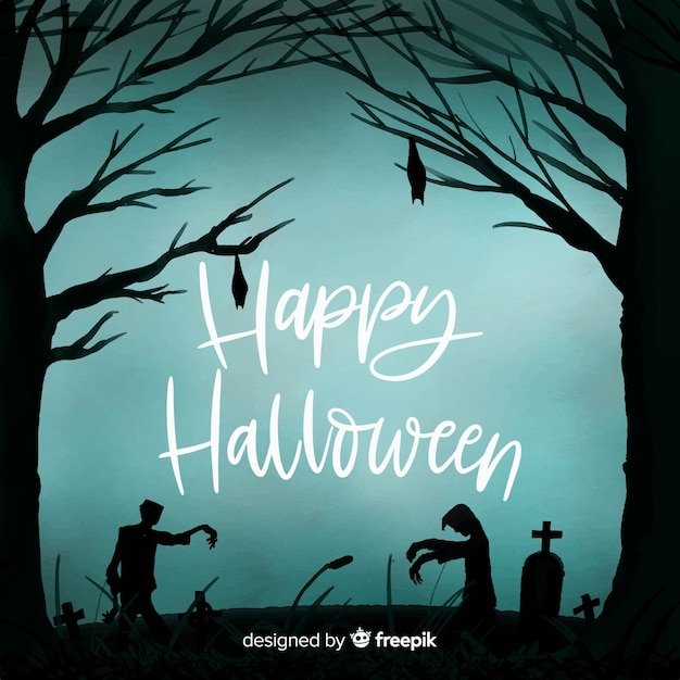 Free vector spooky watercolor halloween background