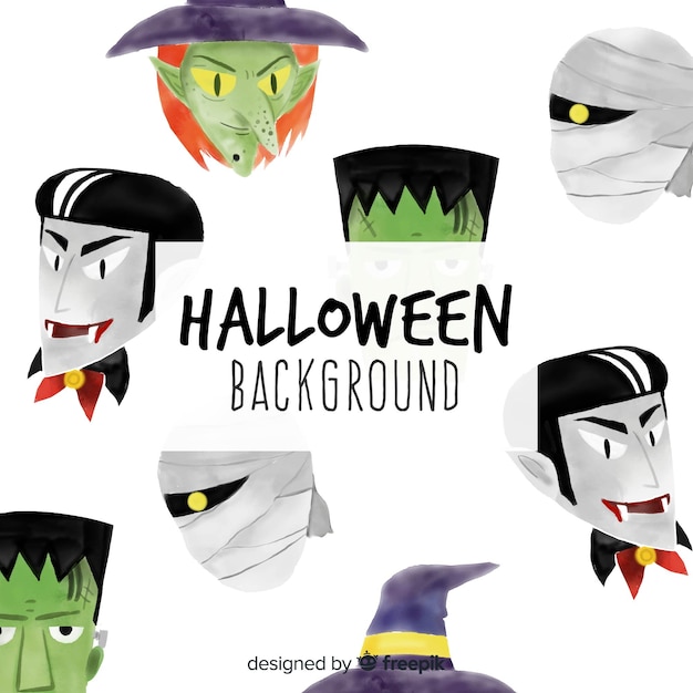 Free Vector spooky watercolor halloween background