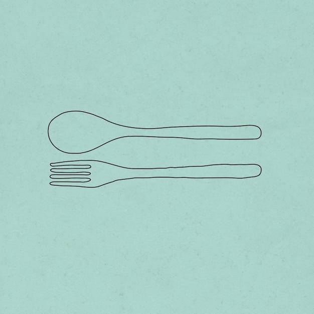 Free Vector spoon and fork doodle illustration zero waste lifestyle