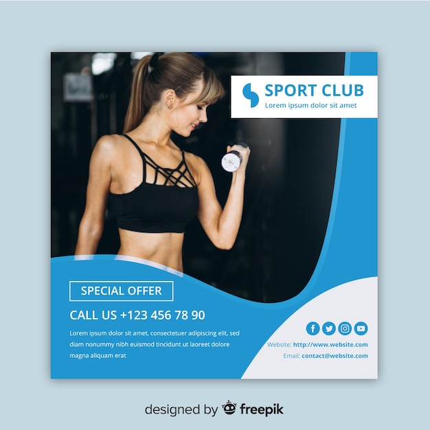 Free Vector sport banner template with photo