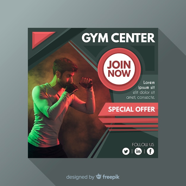 Sport banner template with photo