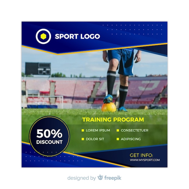 Sport banner template with photo