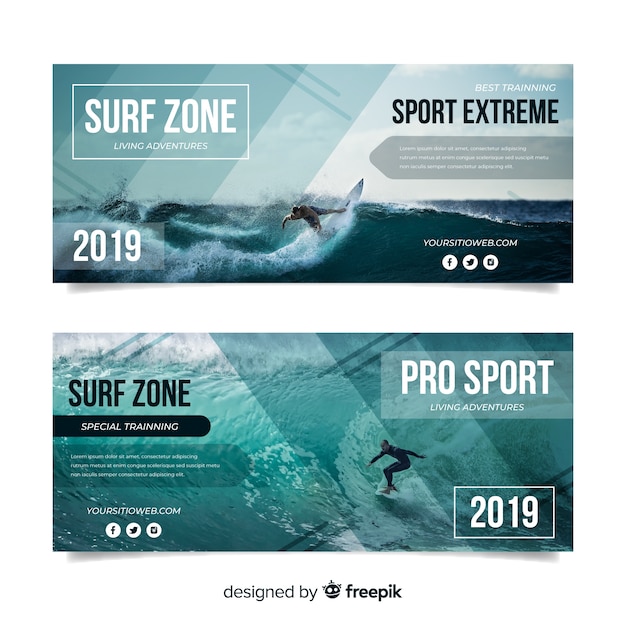 Sport banners template with photo