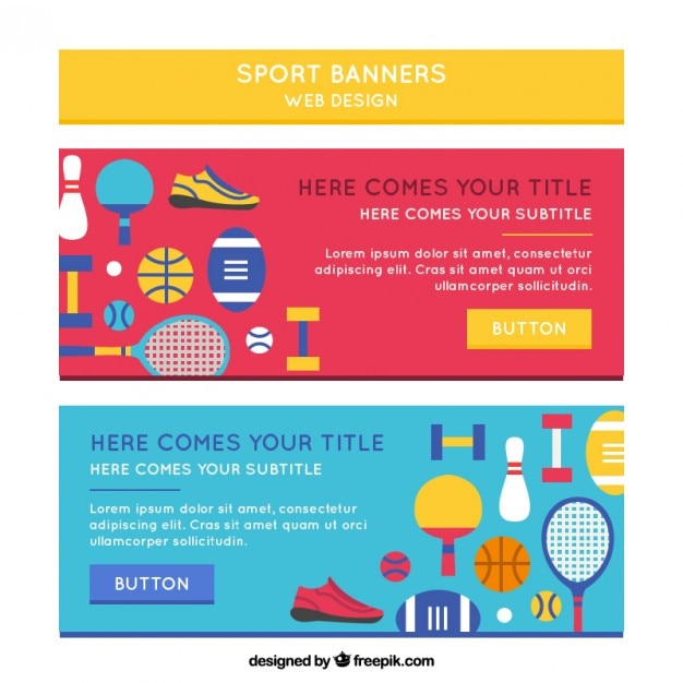 Sport banners with flat elements