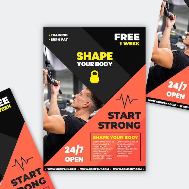 Free Vector sport brochure gym concept