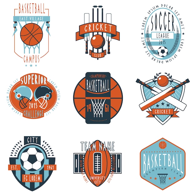 Free vector sport clubs labels icons set