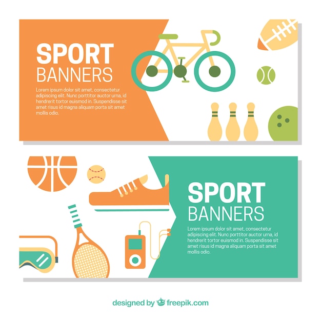 Free Vector sport elements banners in flat design