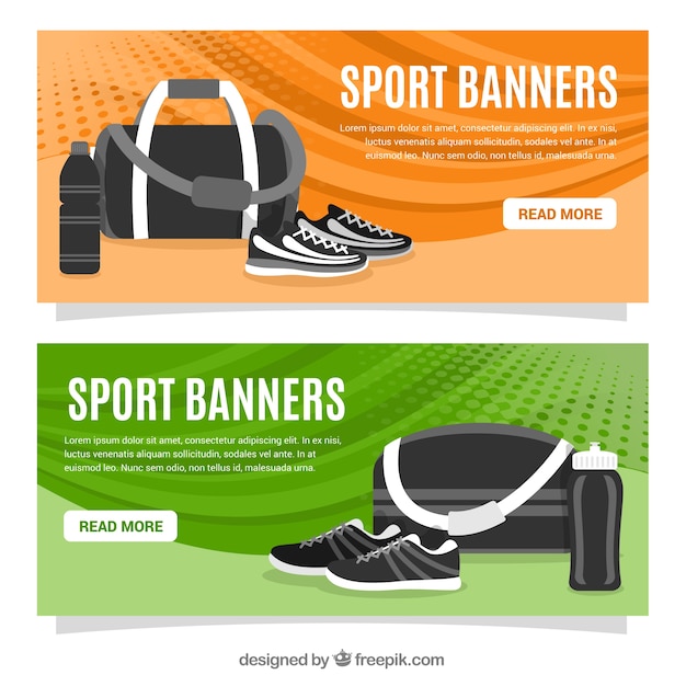 Free vector sport equipment banners