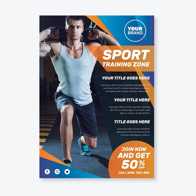 Sport flyer template with image