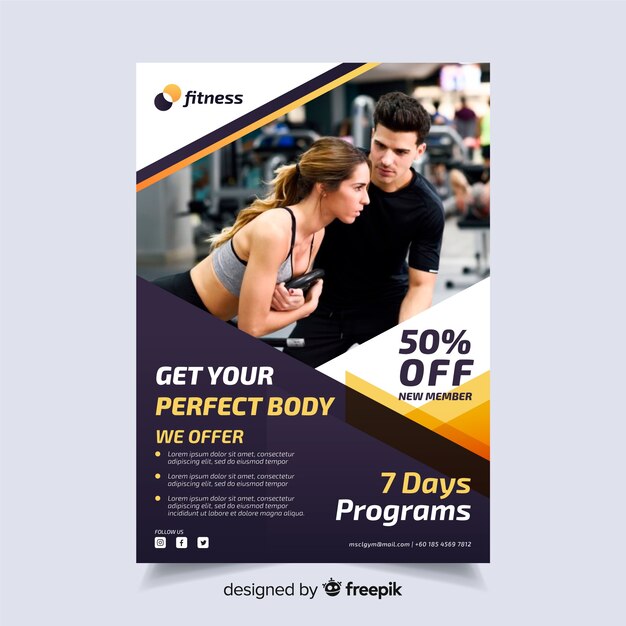 Sport flyer template with image