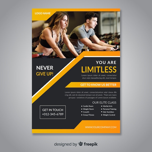 Sport flyer template with photo