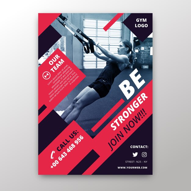 Sport flyer template with photo