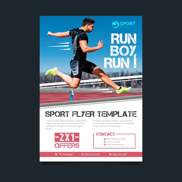 Sport flyer template with photo