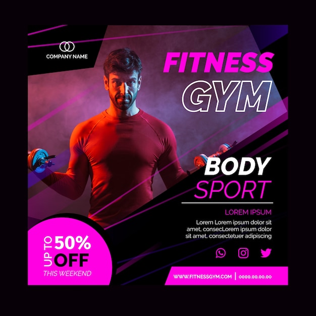 Sport flyer template with photo