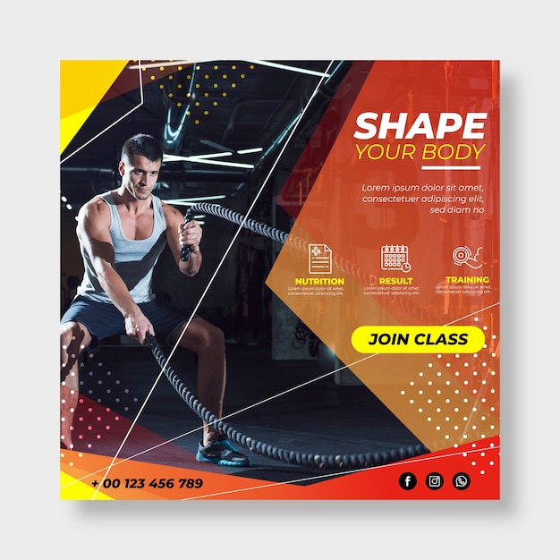 Sport flyer template with photo