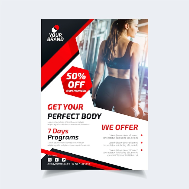 Sport flyer template with photo