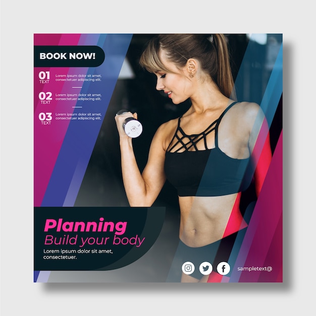 Sport flyer template with photo