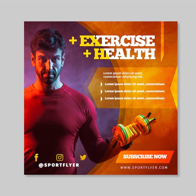 Sport flyer template with photo