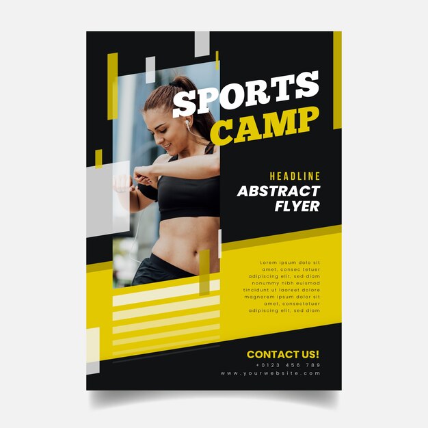 Sport flyer template with photo