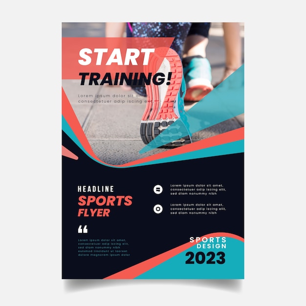 Sport flyer template with photo