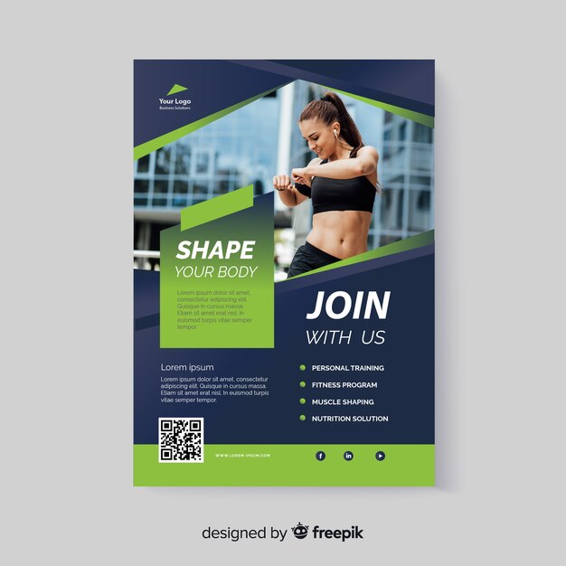 Sport flyer template with qr code