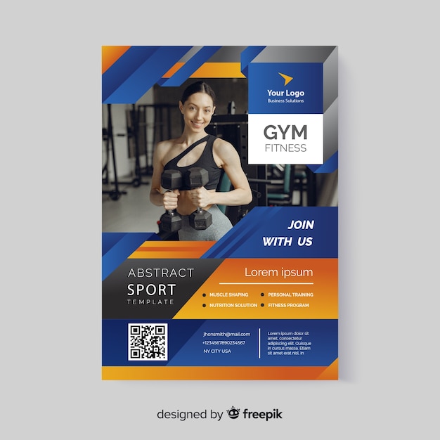 Sport flyer template with qr code