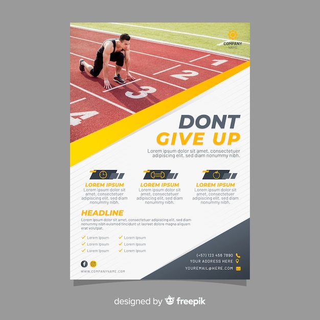 Free Vector sport flyer with image template