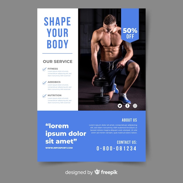 Sport flyer with photo template