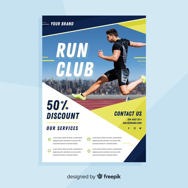 Sport flyer with photo template