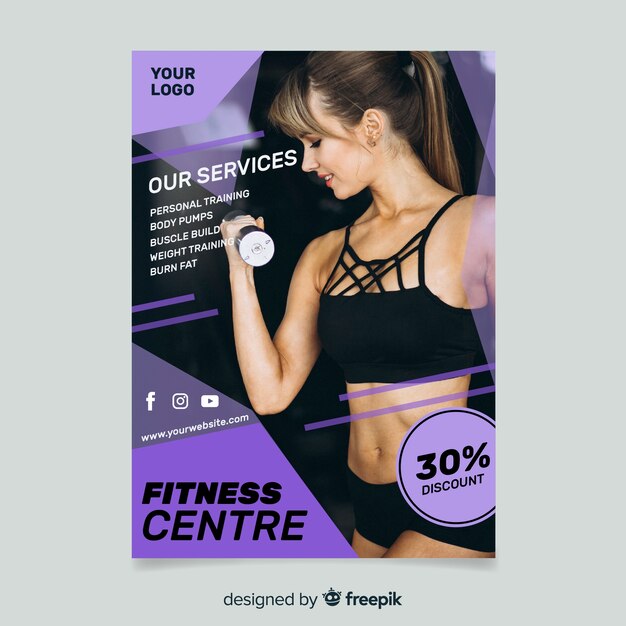 Sport flyer with photo template