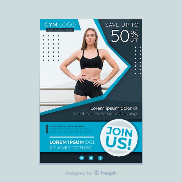 Sport flyer with photo template