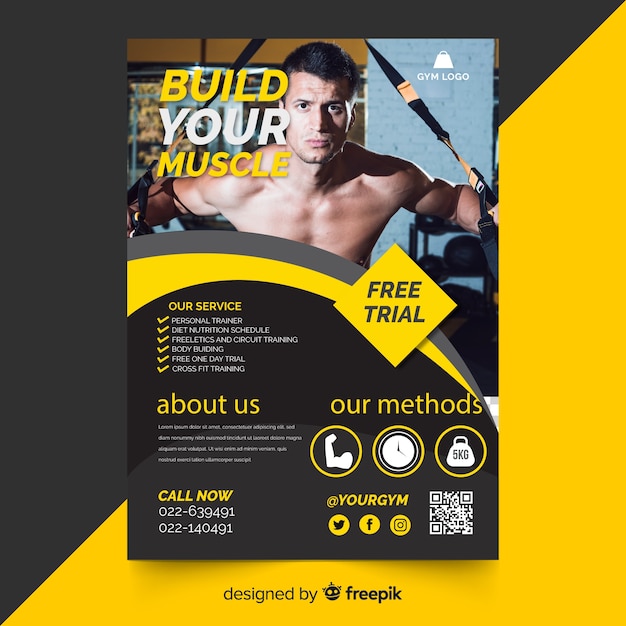 Sport flyer with photo template