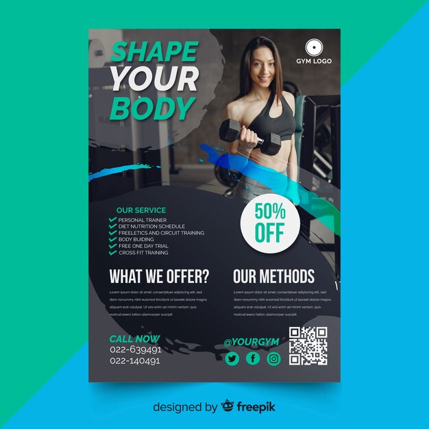 Sport flyer with photo template