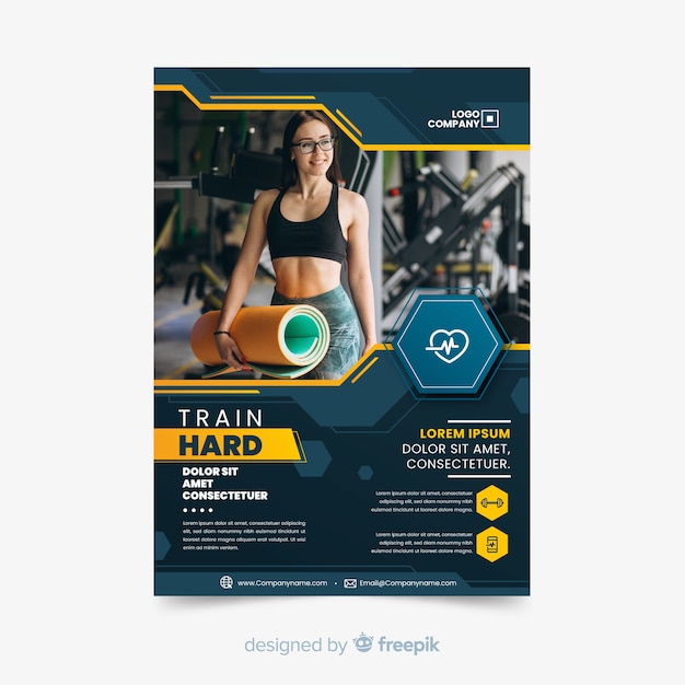 Sport flyer with photo template