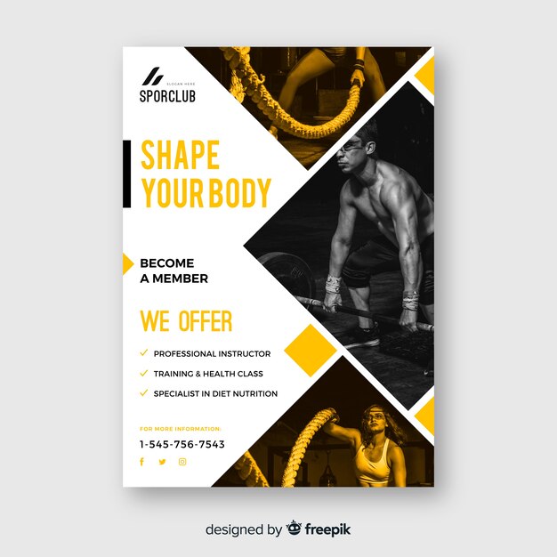 Sport flyer with photo template