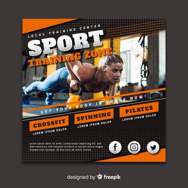 Sport flyer with photo