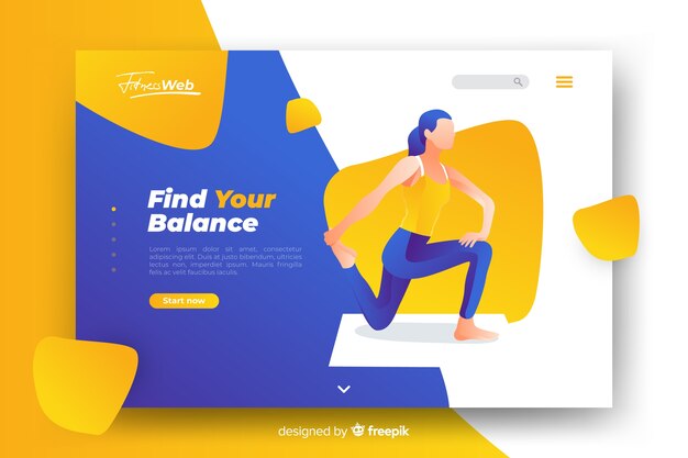 Sport get fit landing page with illustration