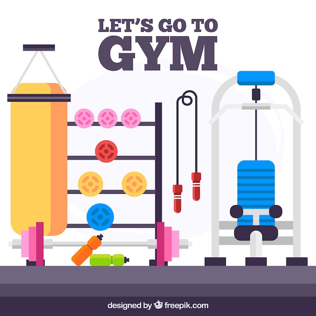 Free Vector sport gym background with exercise machines