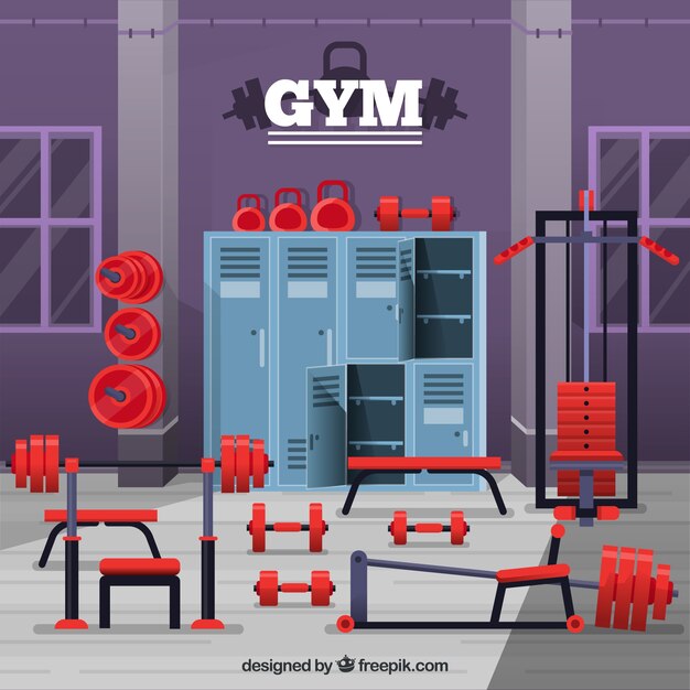 Sport gym background with exercise machines