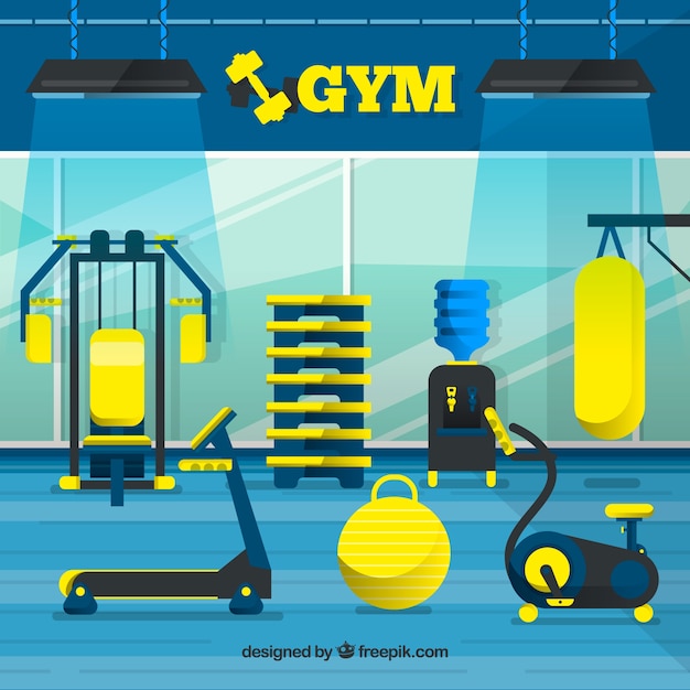 Free vector sport gym background with exercise machines