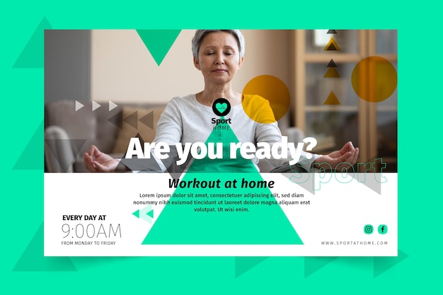 Free Vector sport at home banner template