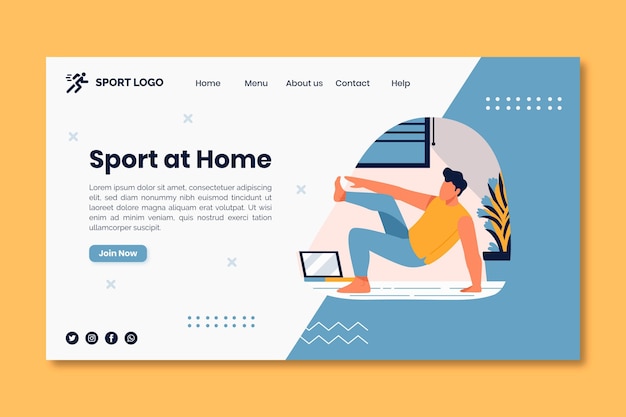 Free Vector sport at home landing page