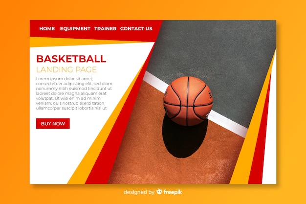 Sport landing page template with photo