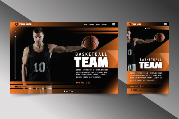 Sport landing page template with photo