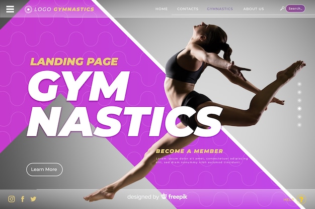 Sport landing page template with photo